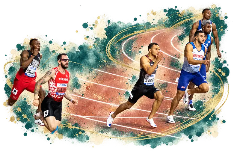 Adam Gemili competing in the 200m final at the 2019 World Athletics Championships in Doha