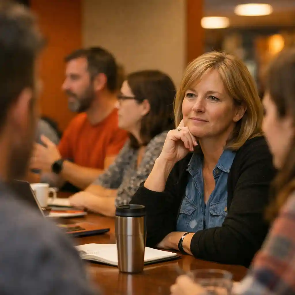 Team discussion showing active listening and empathy in a professional setting