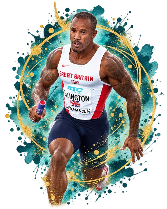 James Ellington competing during his development as an elite British sprinter