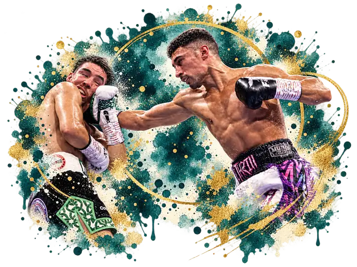Jordan Gill winning the European featherweight championship against Karim Guerfi