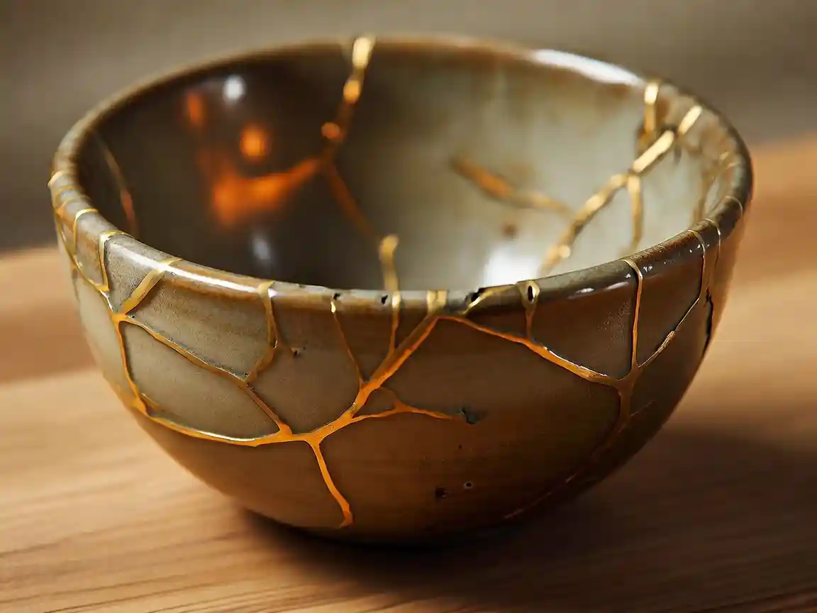 Kintsugi bowl symbolising repair resilience and restored trust after a difficult conversation