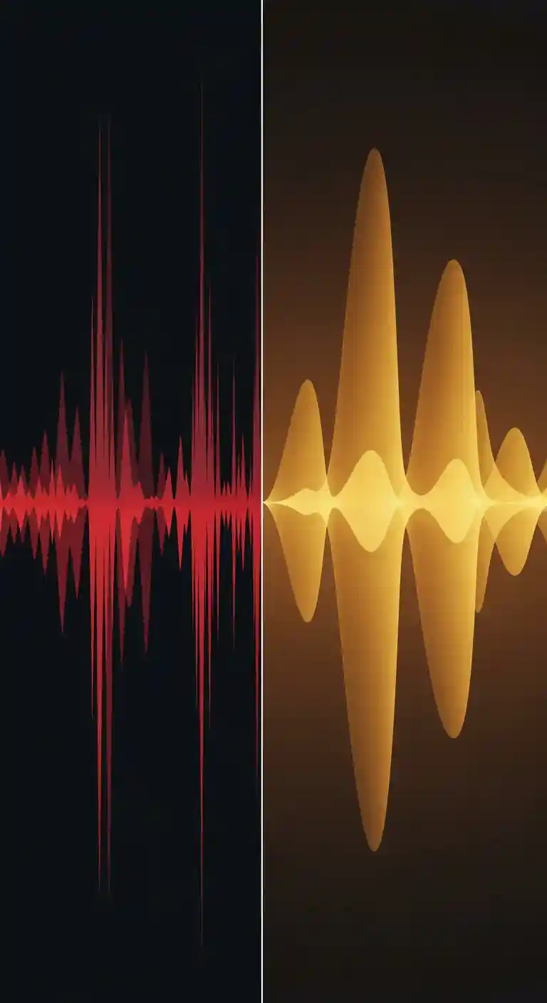 Audio waveform graphic representing tone of voice and emotional sentiment