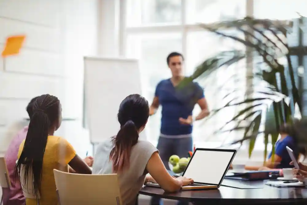 Professional team taking part in an interactive training workshop